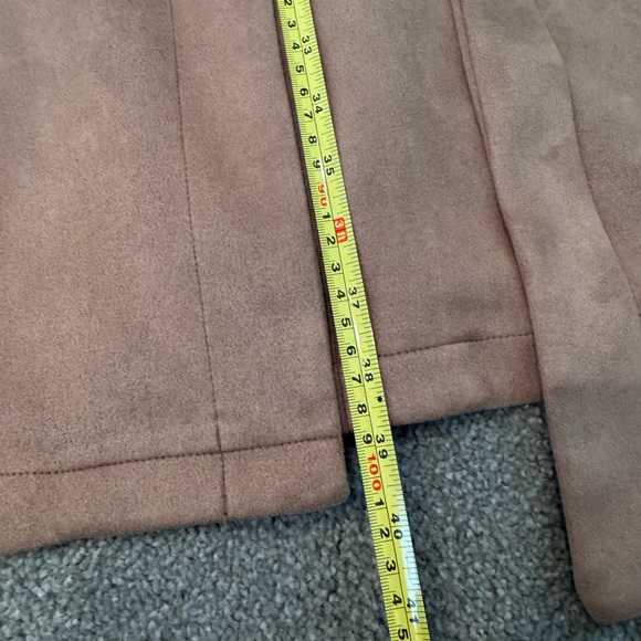 Alice Blue Chic Belted Faux Suede Trench Coat Tan Snap Button EUC Sz Large - Picture 9 of 11